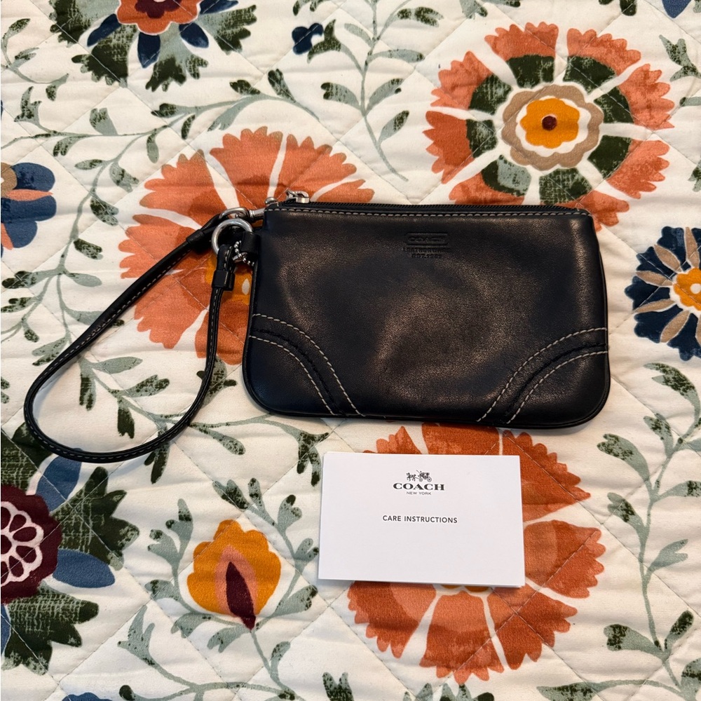 Coach Black Leather Wristlet